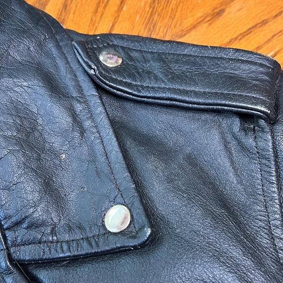 UNISEX Vintage 100% leather Sea Dream biker jacket. With Harley Davidson patch. - Picture 7 of 10